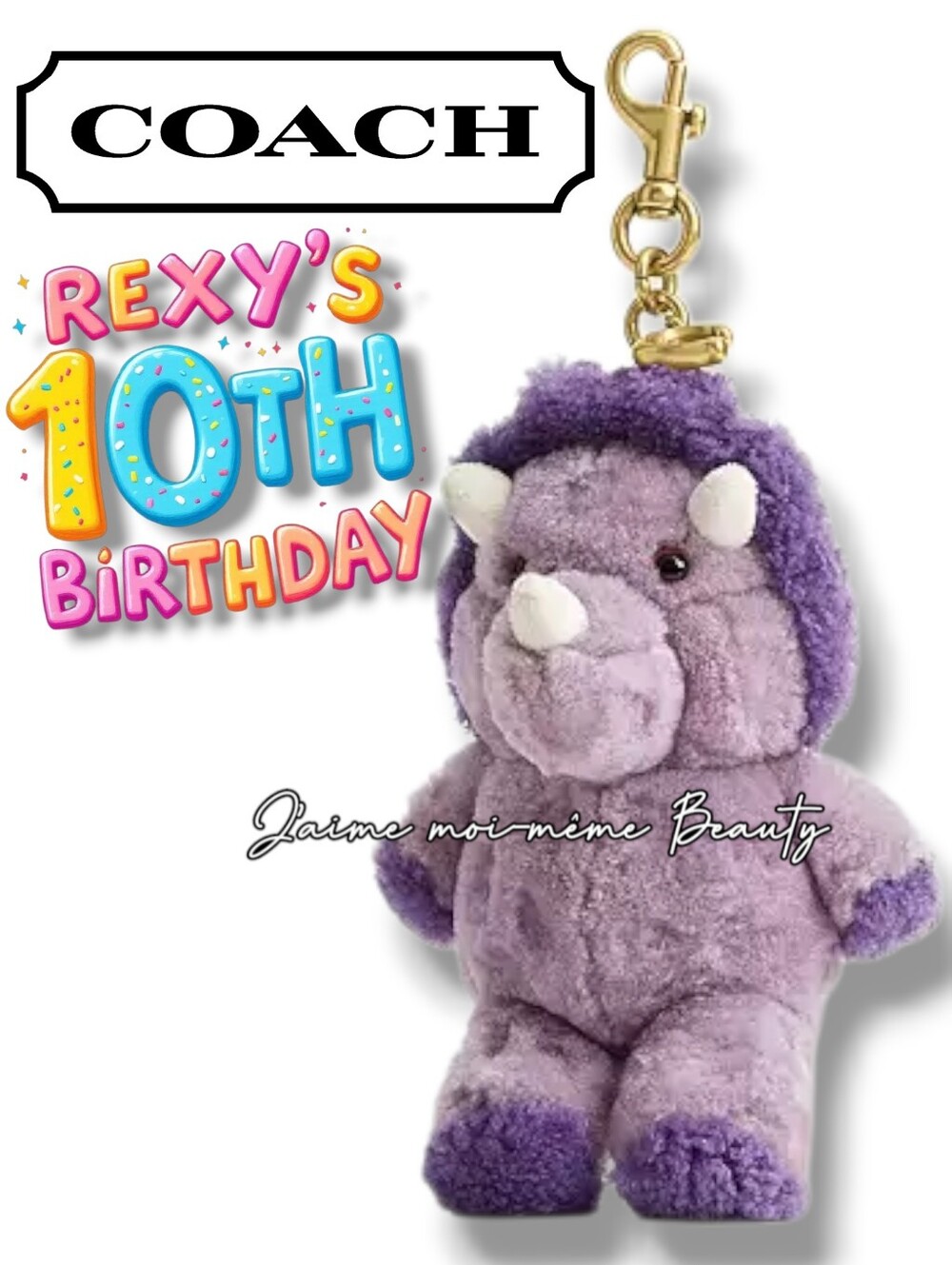 Coach RETAIL Rexy 10th Anniversary Trixie Triceratops Shearling Bag Charm
